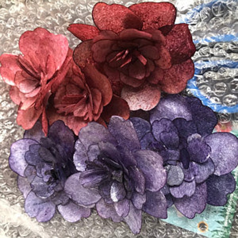 Large Wafer Paper Flowers Cake Toppers Cupcake Toppers for Etsy