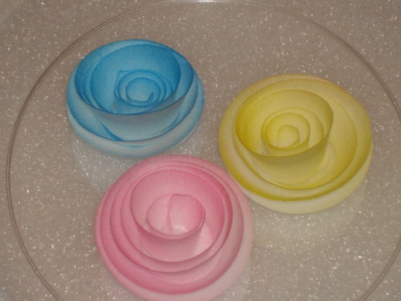 Wafer Rice Paper Ribbon Rose Cake Toppers For Cakes Cookies Etsy