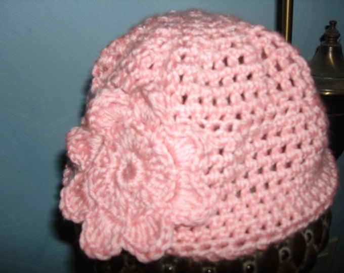Soft Pink Hand Crochet Skull Cap / Hat With a 4 Crochet Etsy