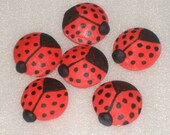 Gumpaste LadyBug Cupcake Toppers for Cakes, Cookies, Cake Pops, Birthdays