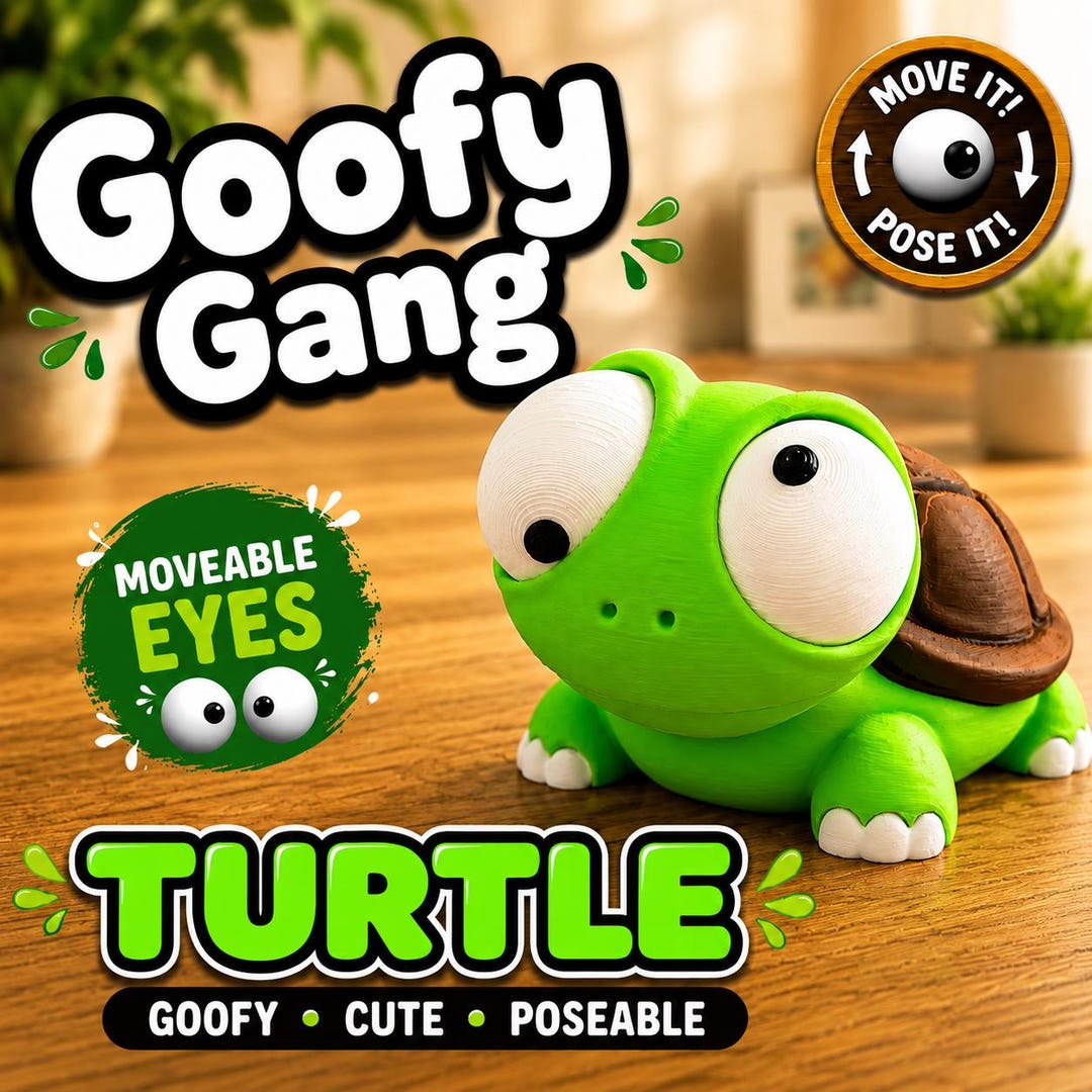 Goofyahh Turtle Goofy Gang: Turtle | 3D Printed Wide-eyed Desk Companion / Gift ...