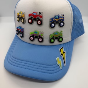 Kids Charm Trucker Hat – Interchangeable Charms Included Monster Truck Design