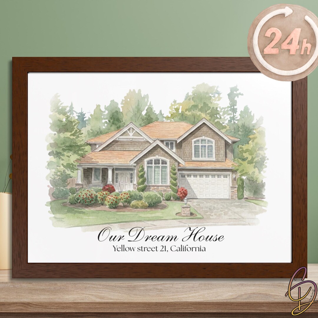 Custom Watercolor House Portrait Painting (digital Download) - First ...