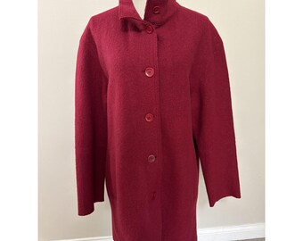 Vintage Talbots 100% Wool Red Button Down Coat Unlined XL