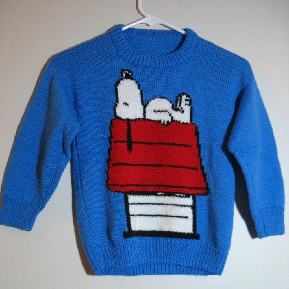 Snoopy Knit Sweater - Etsy