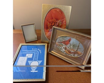 Vtg Lot Of 4 MCM Gold Picture Frames Mixed Sizes Square Oval