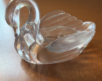 Vintage Schwan Seifenschale 70er Jahre Kitsch klare Kunststoff Lucite Trinket Halter