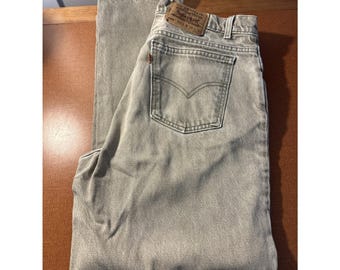Vintage Levi's 550 Orange Tab Jeans Greenish Tan Color Denim 36 X 32