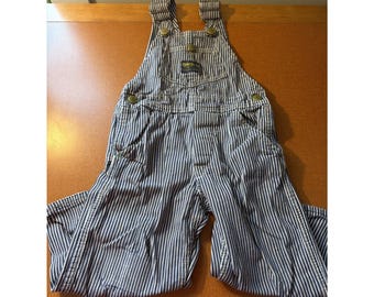 Vintage OshKosh B'gosh Overall Toddler 3T Denim VESTBAK Made USA Hickory Stripe