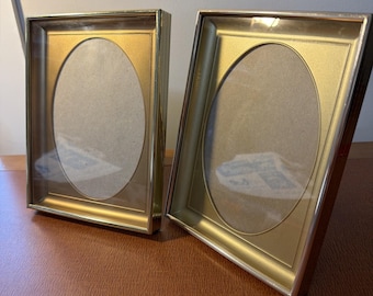 Vintage Shadow Box Oval Mat Frame 5 X 7" Gold Tone MCM Intercraft Set Of 2