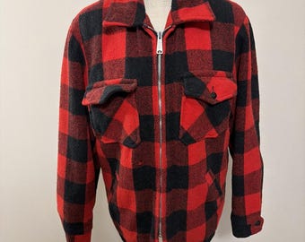 Vintage Westwind Sportswear Wool Buffalo Plaid Quilted Coat Men's Medium