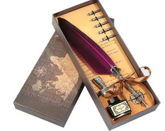 Vintage Feather Quill Pen Set – Calligraphy Writing Kit Gift Box