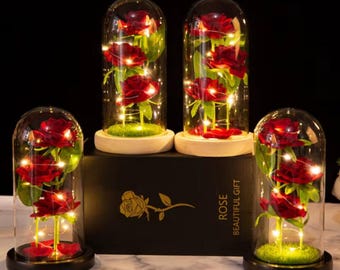Eternal LED Rose Dome – Light Up Flower in Glass Cloche