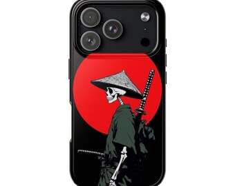 Samurai Skeleton Phone Case | Red Sun iPhone Case, Japanese Sword Art