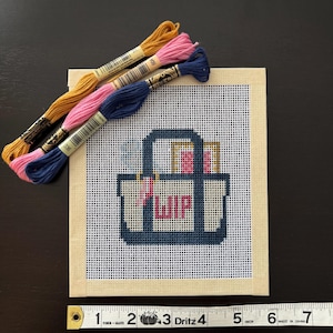 Needlepoint WIP Basket Canvas - Affordable & Beginner Friendly
