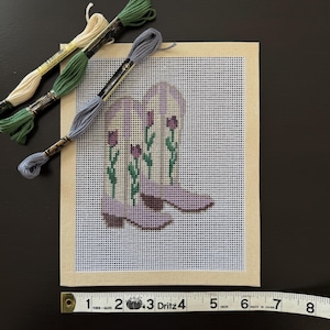 Printed cowboy boots Needlepoint Canvas - Affordable & Beginner Friendly