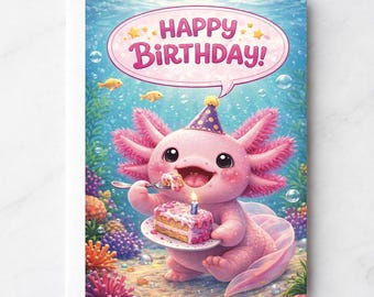 Tarjeta de feliz cumpleaños de ajolote