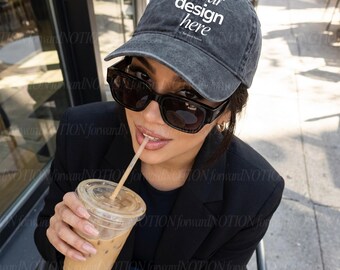 Black Infinity Her Cassie Hat Mockup Black Leopard Baseball Cap Mock