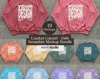 Comfort Colors 1566 Mockup Bundle Womens Sweatshirt Mock | 19 Mocks CC1566