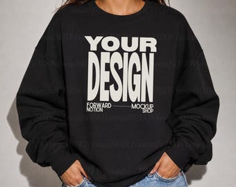 Black Gildan 18000 Mockup Flatlay Sweatshirt Mock Hoodie