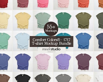 Comfort Colors 1717 Mockup Bundle | 55+ Flat Lay T-shirt Mockups Unisex Tee Mocks Apparel Mock Set POD TShirt Designs CC1717