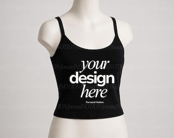Black Bella Canvas 1012 Mockup Womens Spaghetti Strap Tank Top Mannequin Mock