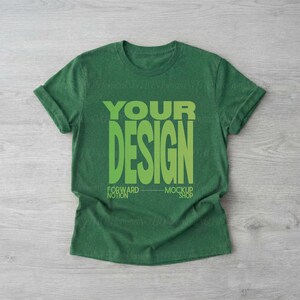 Heather Grass Green Bella Canvas 3001 Mockup Unisex Green Tshirt Mock Flatlay BC3001