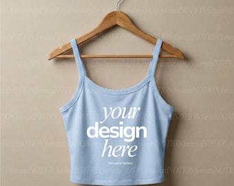 Baby Blue Bella Canvas 1012 Mockup Womens Spaghetti Strap Tank Top Hanger Mock