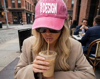 Rose Infinity Her Cassie Hat Mockup Pink Polka Dots Baseball Cap Mock