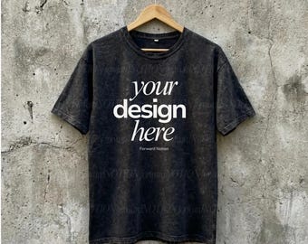 Mineral Black Colortone 1300 Mockup Unisex Mineral Wash Tshirt Mock
