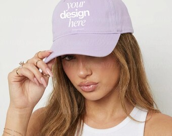 Lavender Infinity Her Cassie Hat Mockup Baseball Cap Mock Purple