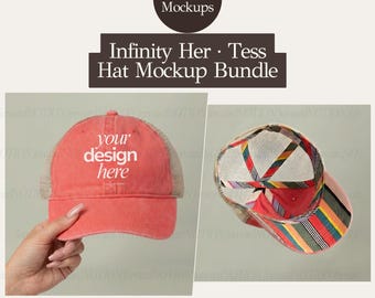 Conjunto de 3 unidades de bonés Infinity Her Tess, modelo trucker com listras sherbet, em tela laranja |