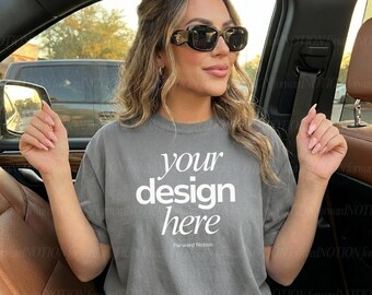 Granite Comfort Colors 1717 Mockup Grey T-shirt Mockup CC1717