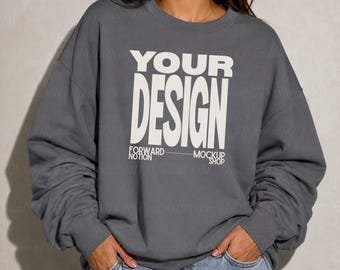 Charcoal Gildan 18000 Mockup Grey Sweatshirt Mockup