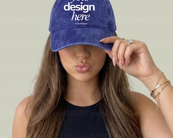 Royal Infinity Her Cassie Hat Mockup Blue Baseball Cap Mock