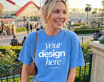 Royal Caribe Comfort Colors 1717 Mockup Womens Blue T-shirt Mom Mockup CC1717