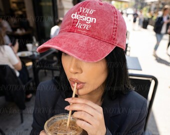 Red Infinity Her Cassie Hat Mockup Red Leopard Baseball Cap Mock