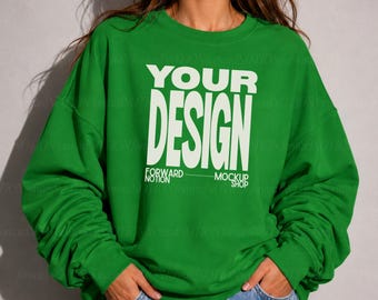 Irish Green Gildan 18000 Mockup Sweatshirt Mock Womens St Patricks Day
