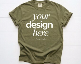 Hemp Comfort Colors 1717 Mockup Flay Lay Green Tshirt Mock Shirt CC1717