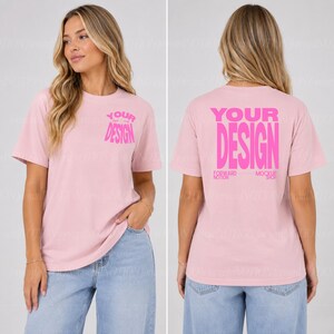 Blossom Comfort Colors 1717 Mockup Roze T-shirt Voor- en achterkant mockup Shirt Voor- en achterkant gesplitste mockup | CC1717