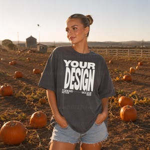 Autumn T-shirt Mockup Pepper Comfort Colors 1717 Mockup Womens CC1717