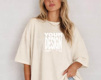 Ivory Comfort Colors 1717 Mockup Womens Autumn T-shirt Mock CC1717