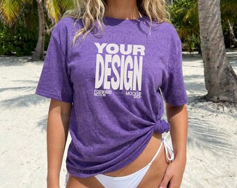 Heather Purple Gildan Mockup Tshirt Mockup Summer Shirt Beach Mock