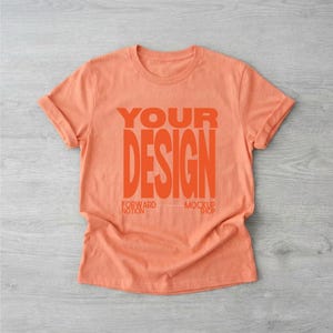 Sunset Bella Canvas 3001 Mockup Unisex Orange Tshirt Mock Flatlay BC3001