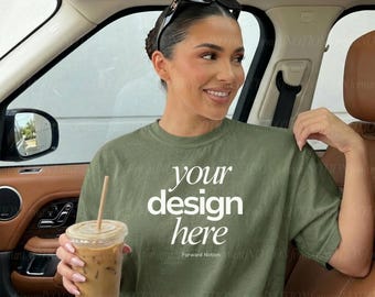 Sage Comfort Colors 1717 Mockup Green Mockup Womens Mock Tshirt CC1717