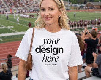 White Comfort Colors 1717 Mockup Womens Football T-shirt Mom Mockup Baseball CC1717