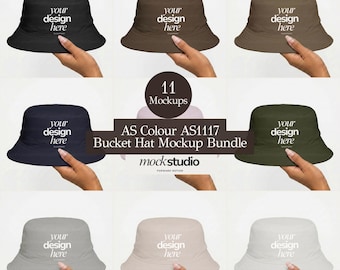 Pacote de Mockups de Chapéu Bucket AS Colour AS1117 | Pacote com 11 Mockups