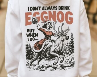 Funny Reindeer Christmas Hoodie | Retro Mrs. Claus Crew - Holiday Drinking Top - Sarcastic Xmas - Rancher Gift - Retro Christmas Sweater