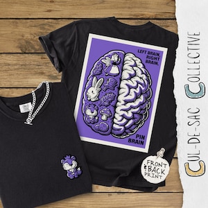 Pin Gehirn Sammler Shirt, Comfort Farben 1717 Zurück Grafik T-Shirt, Retro Anatomischer Geist Top, Vintage Emaille Pin Händler Märchen Geschenk Outfit