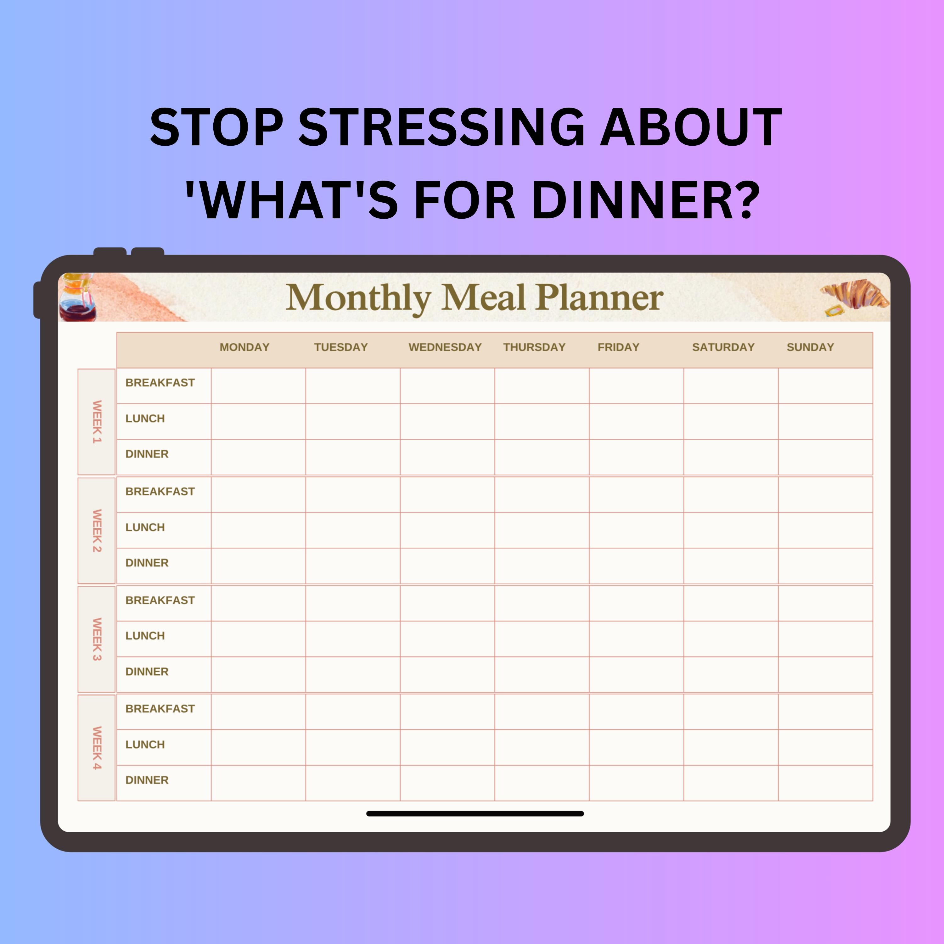 Monthly Meal Planner Canva Template – 5 Editable Designs | Digital ...